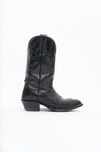 Load image into Gallery viewer, Vintage x ALBERTA BOOT CO. Black Embroidered Snakeskin Cowboy Boots (9M, 10W)