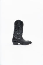 Load image into Gallery viewer, Vintage x ALBERTA BOOT CO. Black Embroidered Snakeskin Cowboy Boots (9M, 10W)