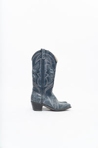 Vintage x Blue Butterfly Embroidered Cowboy Boots (5-6W)