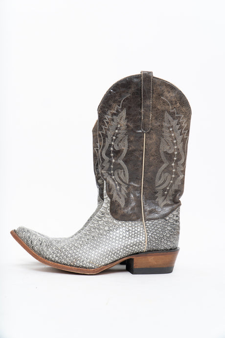 Vintage x MEXABOOT Light Brown, Grey Snip Toe Embroidered Leather Cowboy Boot (Two Available)