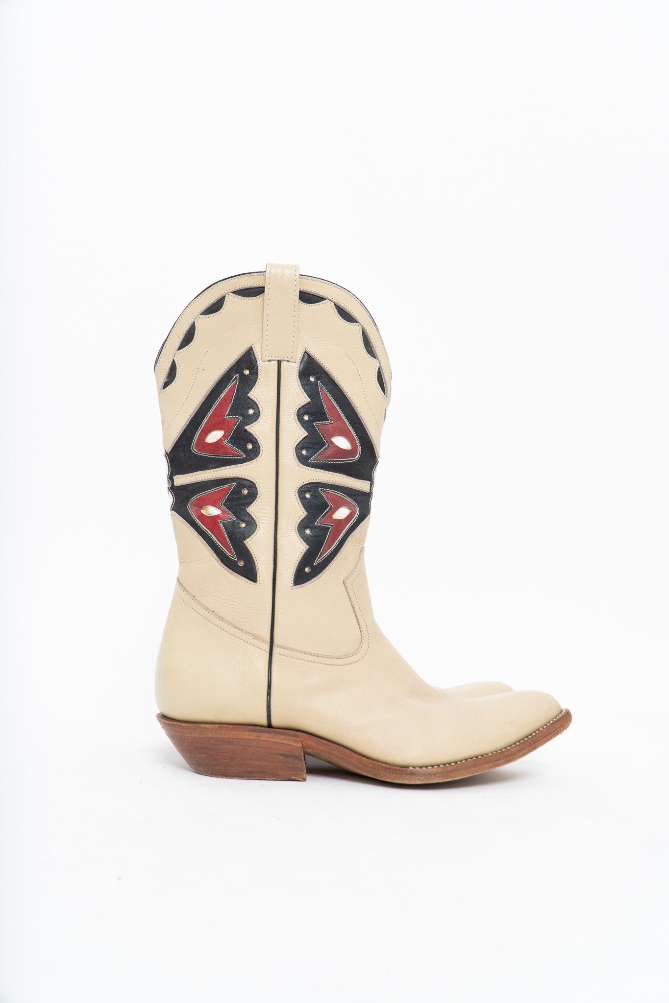 Vintage x REED’S SHOES Butterfly Embroidered Cream Leather Cowboy Boot (8.5, 9W)
