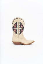 Load image into Gallery viewer, Vintage x REED’S SHOES Butterfly Embroidered Cream Leather Cowboy Boot (8.5, 9W)
