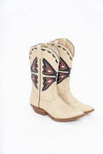Load image into Gallery viewer, Vintage x REED’S SHOES Butterfly Embroidered Cream Leather Cowboy Boot (8.5, 9W)