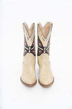 Load image into Gallery viewer, Vintage x REED’S SHOES Butterfly Embroidered Cream Leather Cowboy Boot (8.5, 9W)