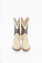 Load image into Gallery viewer, Vintage x REED’S SHOES Butterfly Embroidered Cream Leather Cowboy Boot (8.5, 9W)