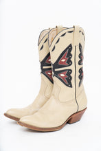 Load image into Gallery viewer, Vintage x REED’S SHOES Butterfly Embroidered Cream Leather Cowboy Boot (8.5, 9W)