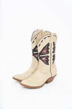 Load image into Gallery viewer, Vintage x REED’S SHOES Butterfly Embroidered Cream Leather Cowboy Boot (8.5, 9W)