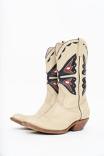 Load image into Gallery viewer, Vintage x REED’S SHOES Butterfly Embroidered Cream Leather Cowboy Boot (8.5, 9W)