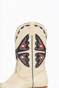 Vintage x REED’S SHOES Butterfly Embroidered Cream Leather Cowboy Boot (8.5, 9W)