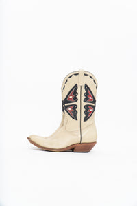 Vintage x REED’S SHOES Butterfly Embroidered Cream Leather Cowboy Boot (8.5, 9W)