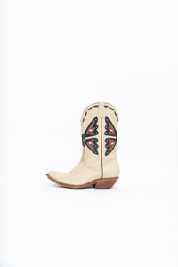 Vintage x REED’S SHOES Butterfly Embroidered Cream Leather Cowboy Boot (8.5, 9W)