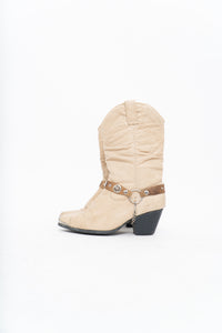 Vintage x DINGO Beige Belted Leather Cowboy Boot (6-7W)