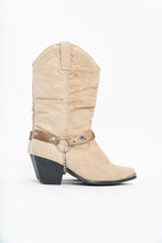 Load image into Gallery viewer, Vintage x DINGO Beige Belted Leather Cowboy Boot (6-7W)