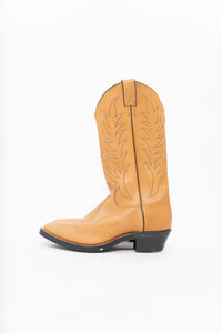 Vintage x JUSTIN x Deadstock Tan Embroidered Leather Cowboy Boot (8.5M, 10W)