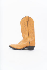 Vintage x JUSTIN x Deadstock Tan Embroidered Leather Cowboy Boot (8.5M, 10W)