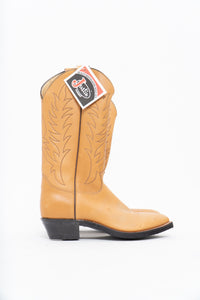Vintage x JUSTIN x Deadstock Tan Embroidered Leather Cowboy Boot (8.5M, 10W)