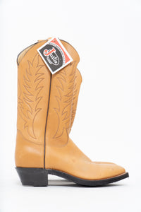 Vintage x JUSTIN x Deadstock Tan Embroidered Leather Cowboy Boot (8.5M, 10W)