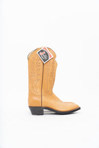Vintage x JUSTIN x Deadstock Tan Embroidered Leather Cowboy Boot (8.5M, 10W)