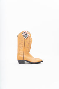 Vintage x JUSTIN x Deadstock Tan Embroidered Leather Cowboy Boot (8.5M, 10W)