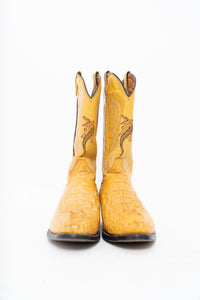 Vintage x VAQEURO Yellow Genuine Croc Cowboy Boot (9M, 10-10.5W)