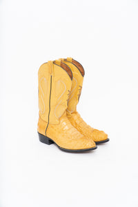 Vintage x VAQEURO Yellow Genuine Croc Cowboy Boot (9M, 10-10.5W)