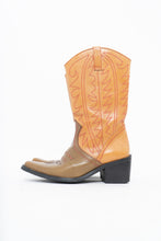 Load image into Gallery viewer, Vintage x Tan, Green Leather Cowboy Boot (5, 5.5W)