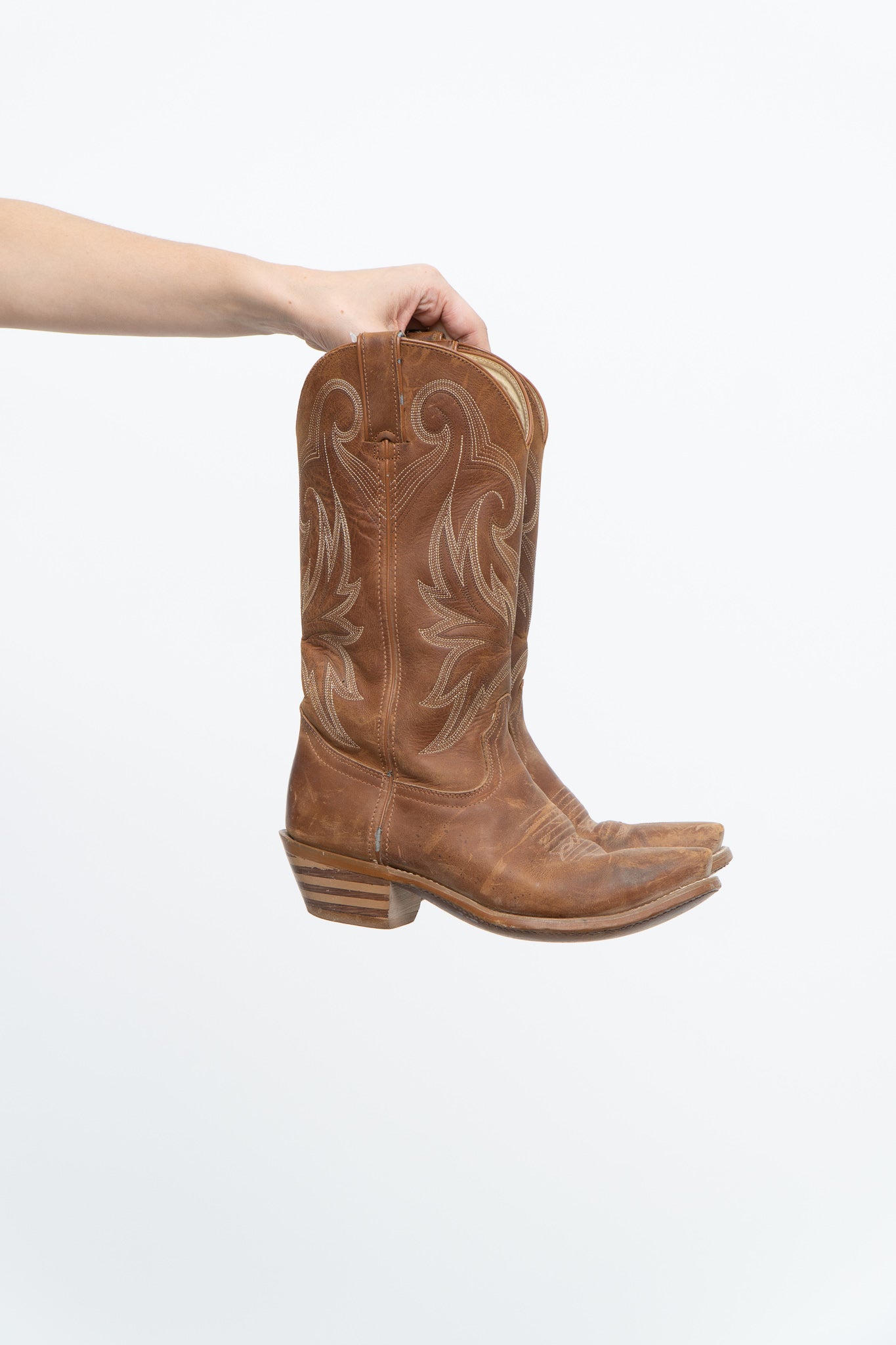 Vintage x DURANGO x Faded Brown Leather Cowboy Boot (6.5, 7)