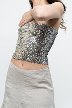 Load image into Gallery viewer, Vintage x Made in Canada x  Silver Sequin Strapless Crop Top (XS, S)
