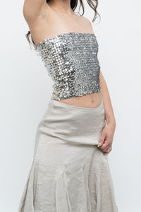Vintage x Made in Canada x  Silver Sequin Strapless Crop Top (XS, S)