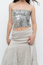 Load image into Gallery viewer, Vintage x Made in Canada x  Silver Sequin Strapless Crop Top (XS, S)
