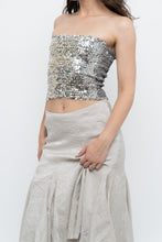 Load image into Gallery viewer, Vintage x Made in Canada x  Silver Sequin Strapless Crop Top (XS, S)