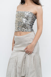 Vintage x Made in Canada x  Silver Sequin Strapless Crop Top (XS, S)
