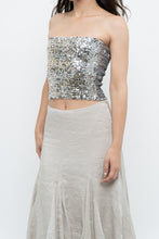 Load image into Gallery viewer, Vintage x Made in Canada x  Silver Sequin Strapless Crop Top (XS, S)