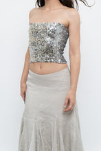 Load image into Gallery viewer, Vintage x Made in Canada x  Silver Sequin Strapless Crop Top (XS, S)