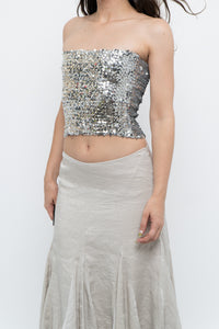 Vintage x Made in Canada x  Silver Sequin Strapless Crop Top (XS, S)