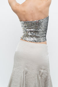 Vintage x Made in Canada x  Silver Sequin Strapless Crop Top (XS, S)