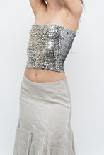 Load image into Gallery viewer, Vintage x Made in Canada x  Silver Sequin Strapless Crop Top (XS, S)