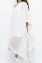 Load image into Gallery viewer, Vintage x White Lace Embroidered Flowy White Sheer Off-Shoulder Top (L)