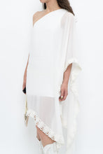 Load image into Gallery viewer, Vintage x White Lace Embroidered Flowy White Sheer Off-Shoulder Top (L)