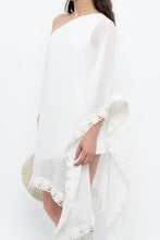 Load image into Gallery viewer, Vintage x White Lace Embroidered Flowy White Sheer Off-Shoulder Top (L)