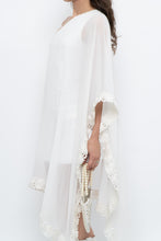 Load image into Gallery viewer, Vintage x White Lace Embroidered Flowy White Sheer Off-Shoulder Top (L)