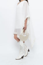 Load image into Gallery viewer, Vintage x White Lace Embroidered Flowy White Sheer Off-Shoulder Top (L)