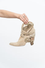 Load image into Gallery viewer, Vintage x Made in Italy / Beige Sude Star Studded Short Cowboy Boot (6, 6.5)