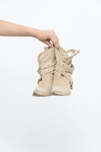 Load image into Gallery viewer, Vintage x Made in Italy / Beige Sude Star Studded Short Cowboy Boot (6, 6.5)