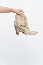 Load image into Gallery viewer, Vintage x Made in Italy / Beige Sude Star Studded Short Cowboy Boot (6, 6.5)