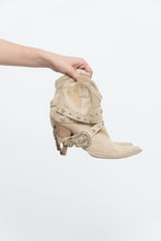 Load image into Gallery viewer, Vintage x Made in Italy / Beige Sude Star Studded Short Cowboy Boot (6, 6.5)