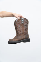 Load image into Gallery viewer, Vintage x ARIAT Brown Faded Star Embroidered Cowboy Boots (5.5, 6W)