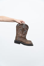 Load image into Gallery viewer, Vintage x ARIAT Brown Faded Star Embroidered Cowboy Boots (5.5, 6W)