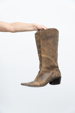 Load image into Gallery viewer, Vintage x Made in Brazil x MATISSE Brown Faded Leather Cowboy Boots (7.5, 8W)