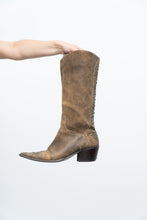 Load image into Gallery viewer, Vintage x Made in Brazil x MATISSE Brown Faded Leather Cowboy Boots (7.5, 8W)